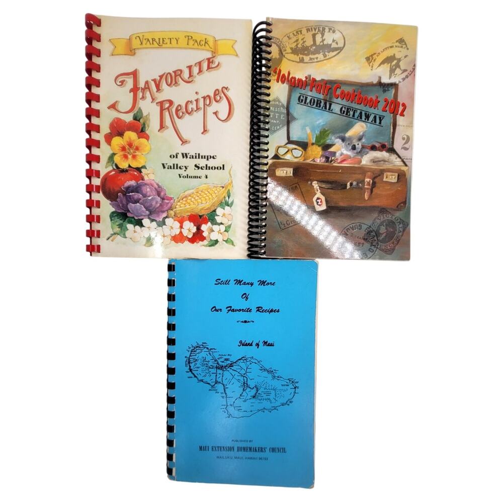Vintage Hawaiian Spiral Bound Recipe Cookbooks Set of‎ 3